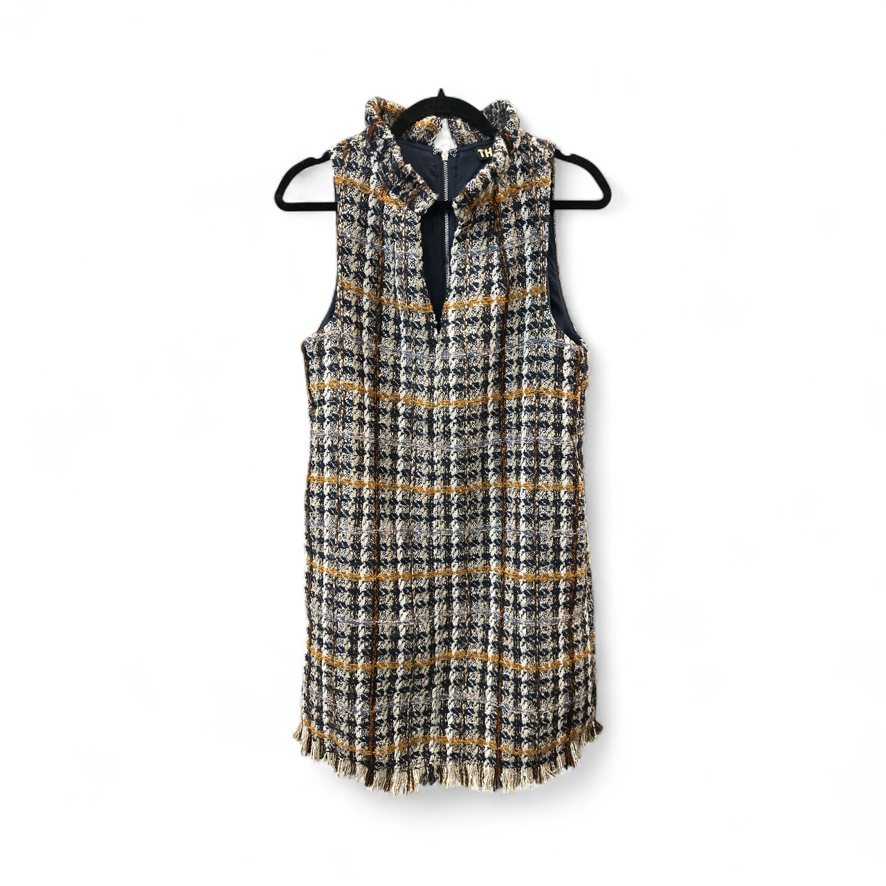 Sleeveless Plaid Tweed Dress