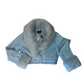 Denim Fur Collar Sleeve Crop jacket