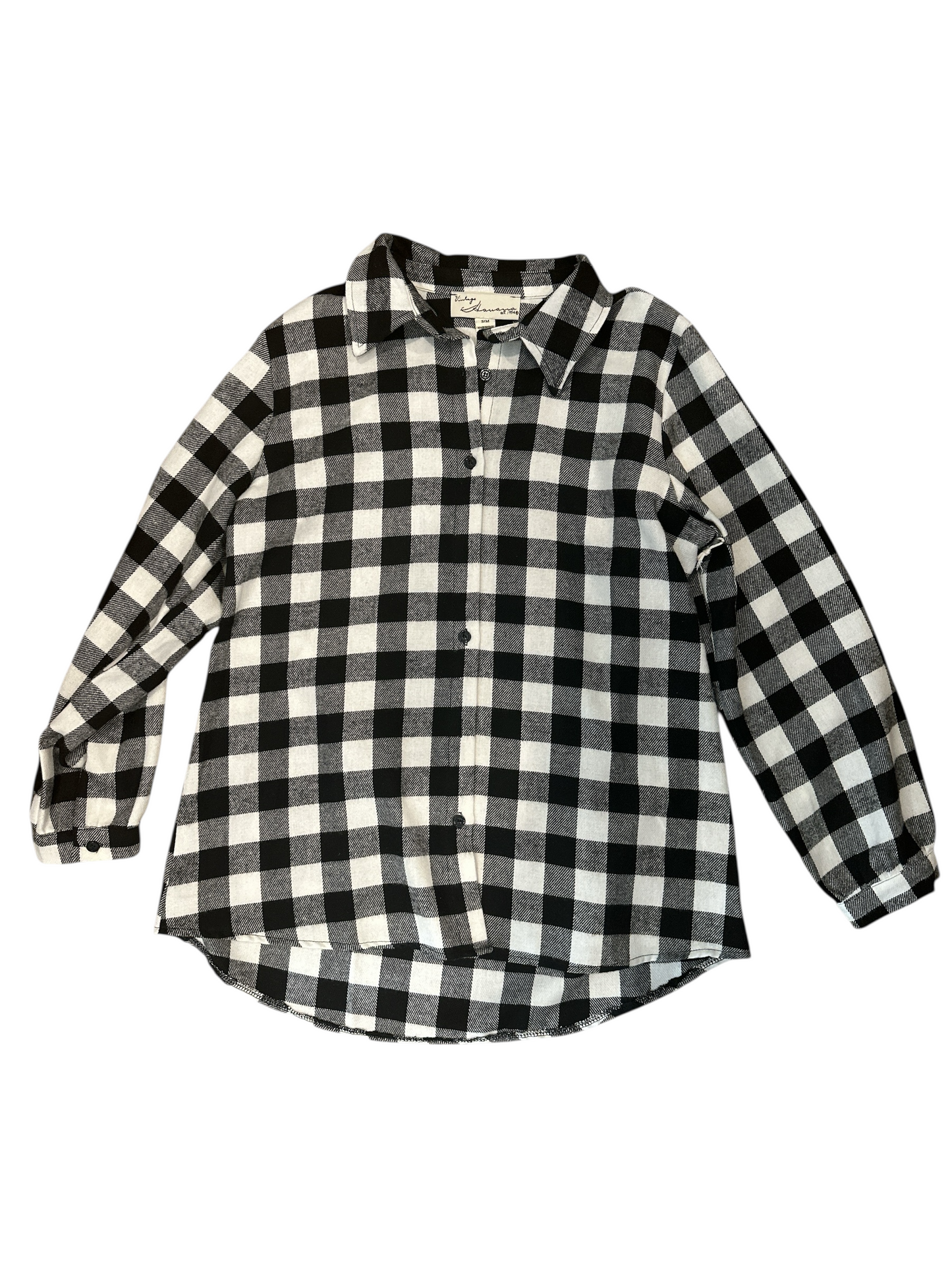 Black/White Flannel with Bear Applique