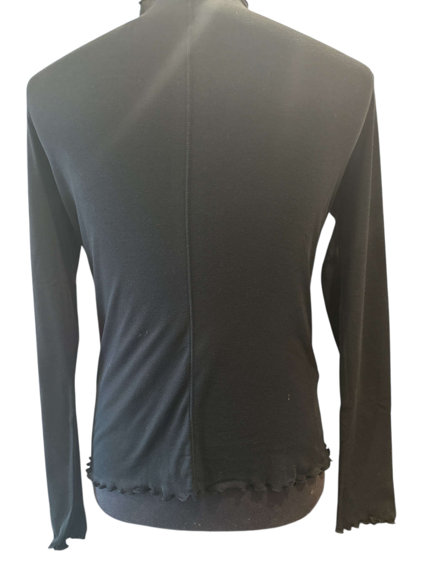 Margittes Black Ruffled Turtle Neck Top