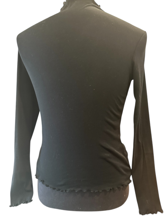 Margittes Black Ruffled Turtle Neck Top