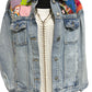 Oates Handquilted Large Dark Denim Multi Color Fuzzy Jacket