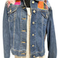 Oates Handquilted Medium Dark Denim Multi Color Gold Bird Jacket