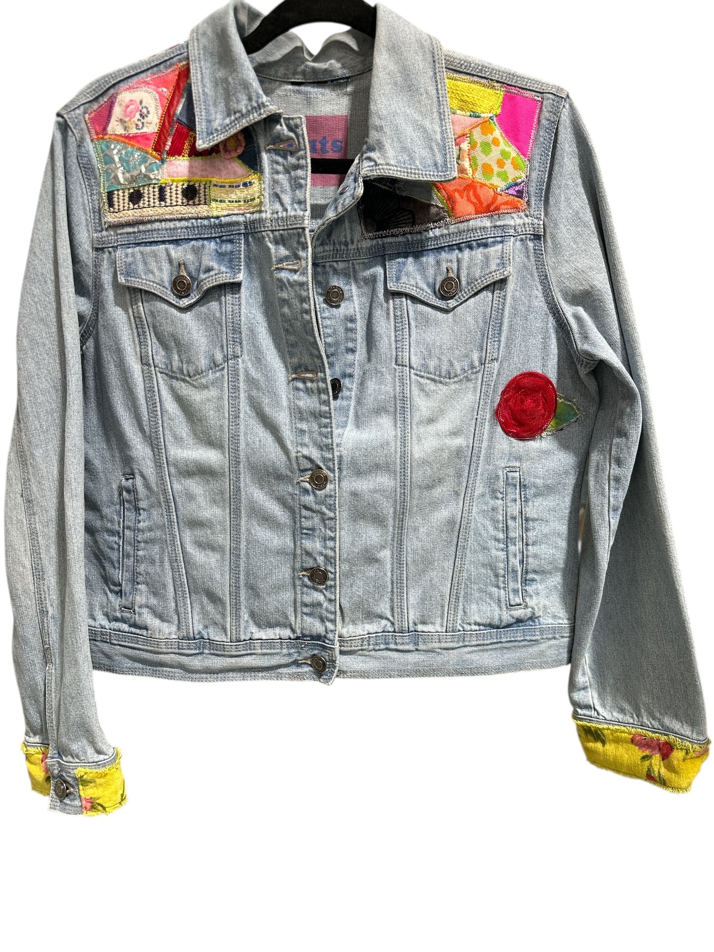 Oates Handquilted Jacket Yellow Floral Sleeve