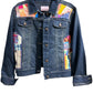 Oates Handquilted Dark Denim Multi Color Gold Bird Jacket