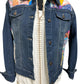 Oates Handquilted Dark Denim Multi Color Gold Bird Jacket