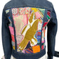 Oates Handquilted Dark Denim Multi Color Gold Bird Jacket