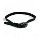 Black Leather Belt with Silver Ribbed Buckle