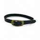 Black Leather Belt with Brass Rectangle Buckle