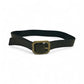Green Leather Belt with Gold Antique Buckle