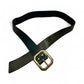 Green Leather Belt with Gold Antique Buckle
