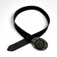 Black Leather Belt with Assorted Stone Oval Buckle