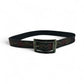 Black Leather Rose Belt with Stone Buckle