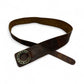 Brown Leather Belt with Turquoise Stud Ring Buckle