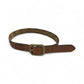 Brown Leather Square Detail Belt with Emerald Shape Buckle