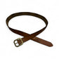 Brown Leather Square Detail Belt with Emerald Shape Buckle