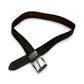 Dark Brown Distressed Leather Belt with Silver Buckle