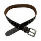 Dark Brown Leather Silver Studded Belt