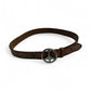Brown Flower Leather Belt with Peace Sign Buckle