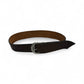 Dark Brown Leather Belt with Large Silver Buckle