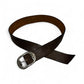 Dark Brown Leather Belt with Large Silver Buckle