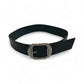 Black Leather Belt with Large Silver Buckle
