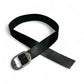 Black Leather Belt with Large Silver Buckle