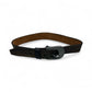 Dark Brown Distressed Leather Belt with U-Shape Buckle