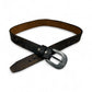 Dark Brown Distressed Leather Belt with U-Shape Buckle