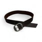 Dark Brown Leather Belt with Large Silver Buckle