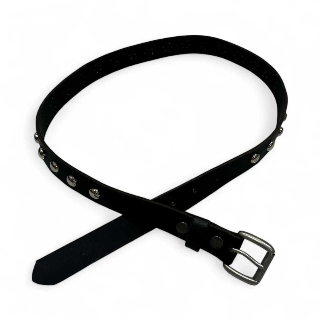 Black Leather Single Row Stud Belt