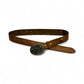 Light Brown Floral Leather Belt with Diamond Buckle
