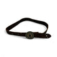 Dark Brown Leather Studded Belt with Stone Buckle