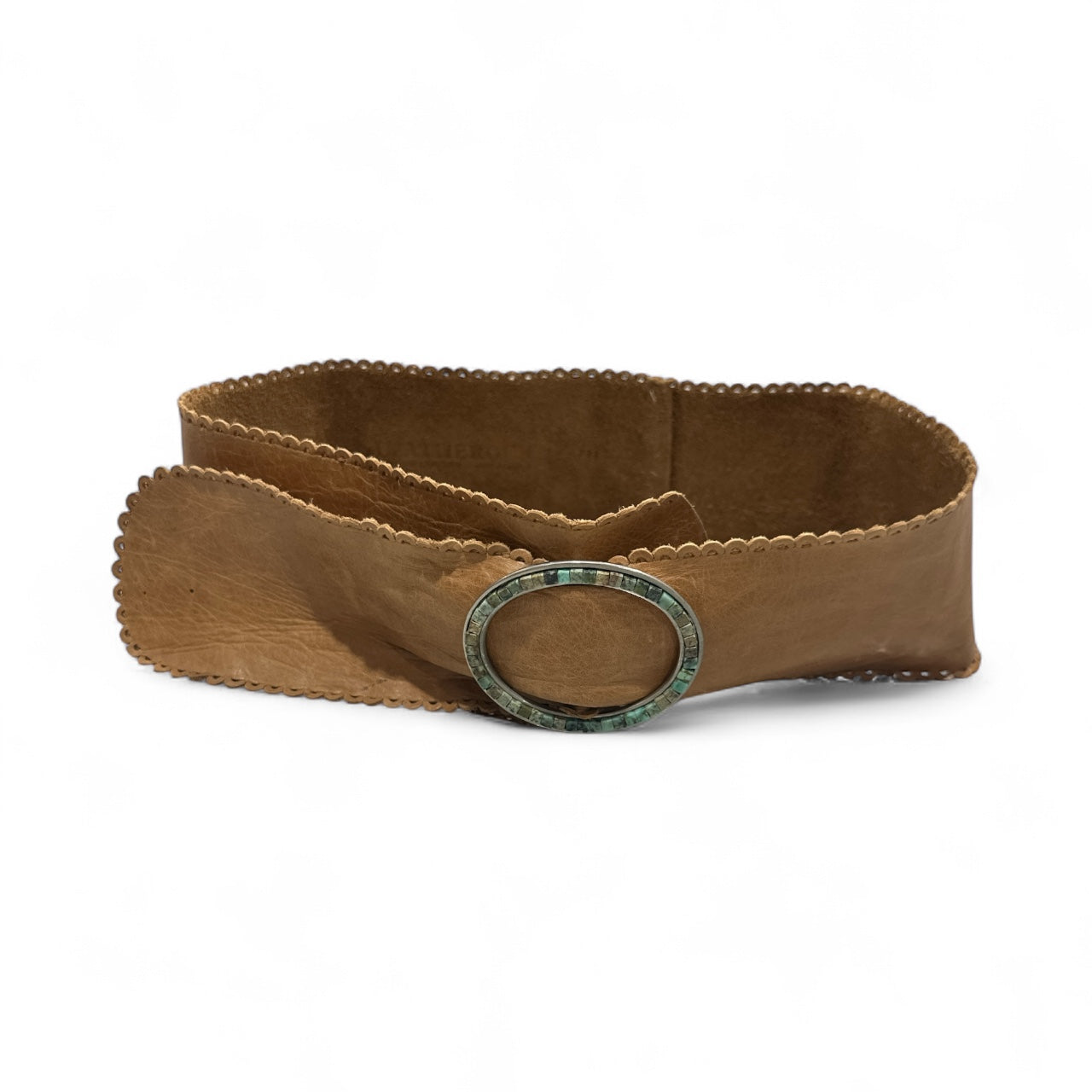 Light Brown Leather Eyelet Edge Belt