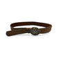 Brown Leather Belt with Jewel Flower Buckle