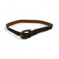 Brown Leather Belt with Ribbed Silver Buckle