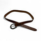 Brown Leather Belt with Ribbed Silver Buckle