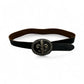 Dark Brown Leather Belt with Fleur-de-Lis Buckle
