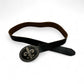 Dark Brown Leather Belt with Fleur-de-Lis Buckle
