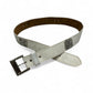 White Leather Belt with Diamond Crosses