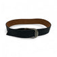 Black Leather Wide Band Belt with Silver Buckle