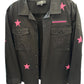 Black Army Shirt with Hot Pink Stars