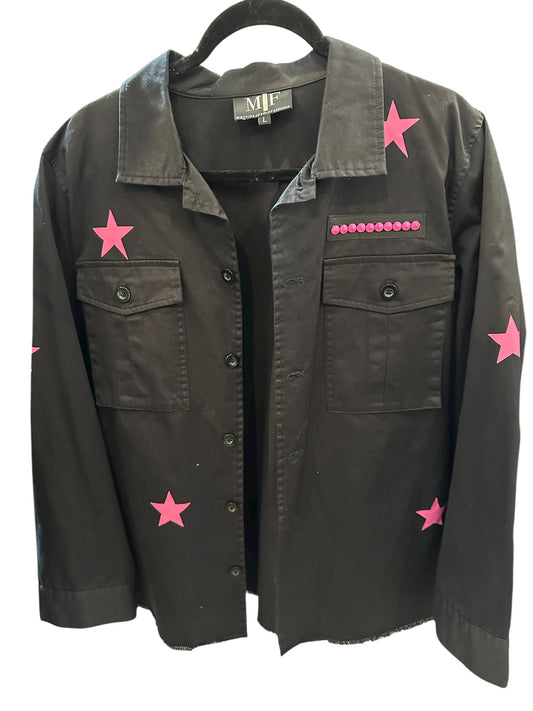 Black Army Shirt with Hot Pink Stars
