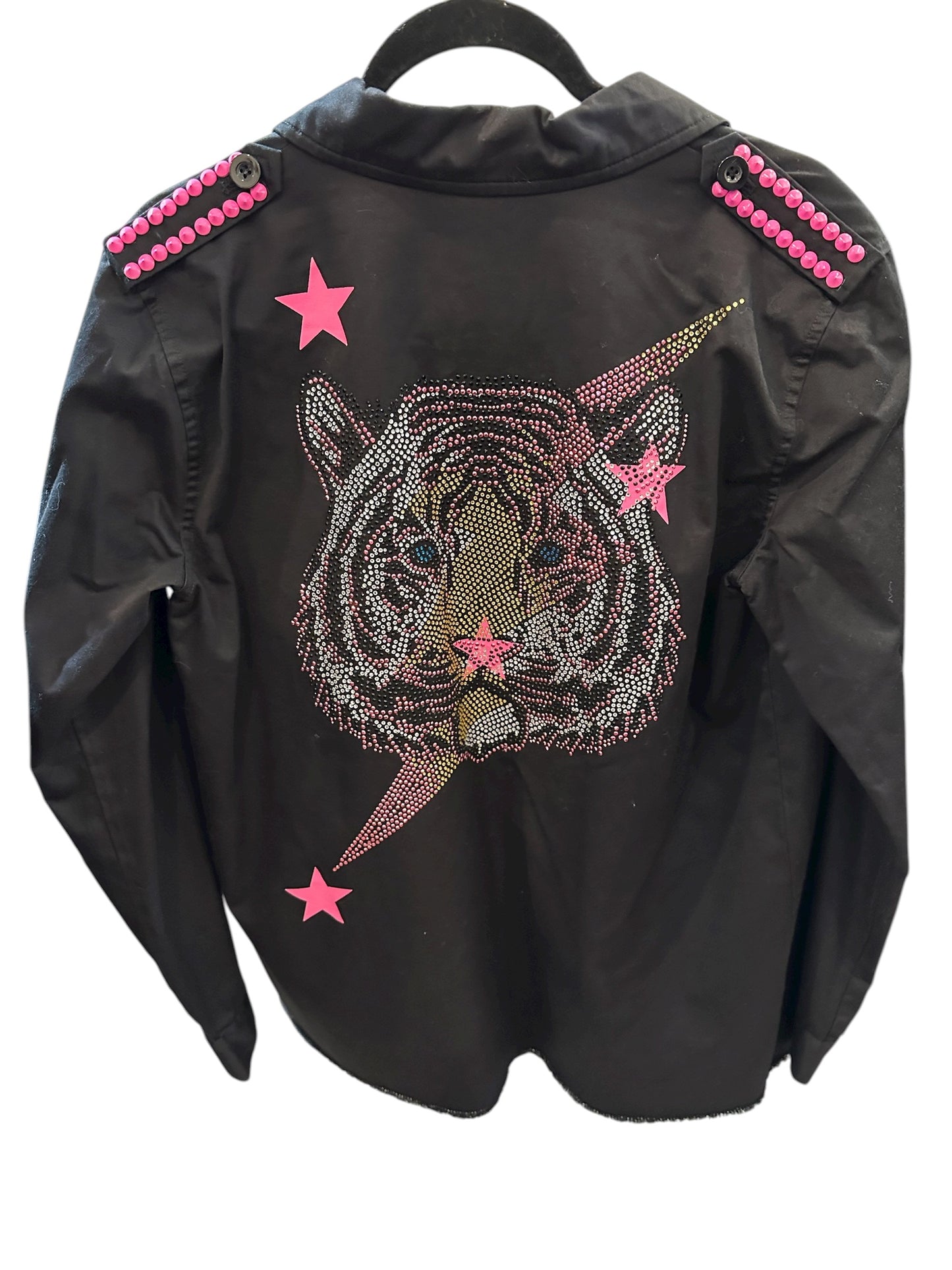 Black Army Shirt with Hot Pink Stars