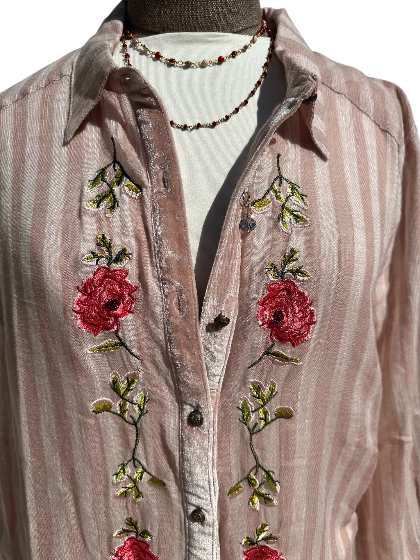 Aratta Pink Striped Floral Dress