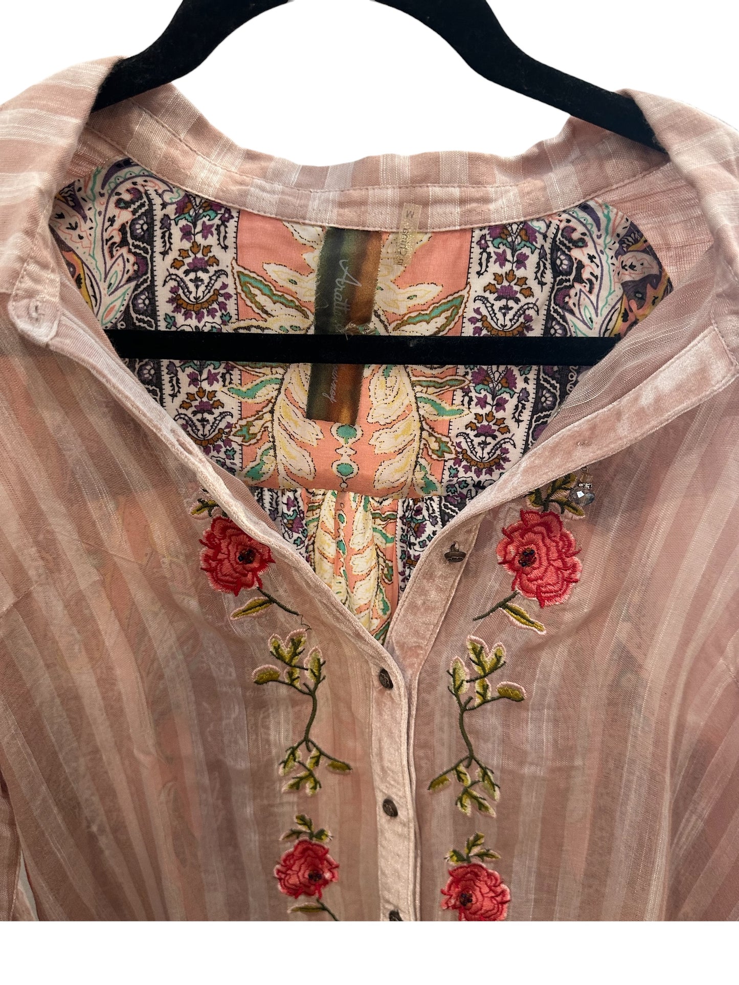 Aratta Pink Striped Floral Dress