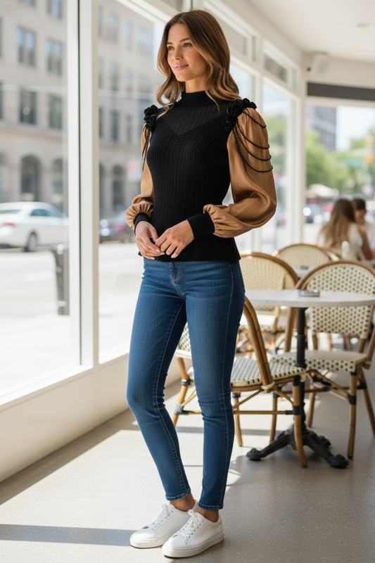 Black and Bronze fitted top