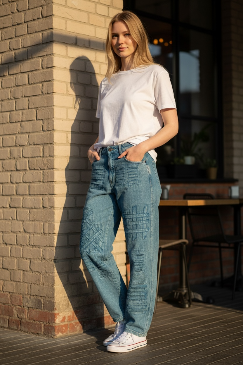 Paper Lace denim pants Teal