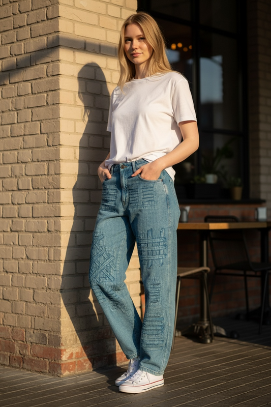 Paper Lace denim pants Teal