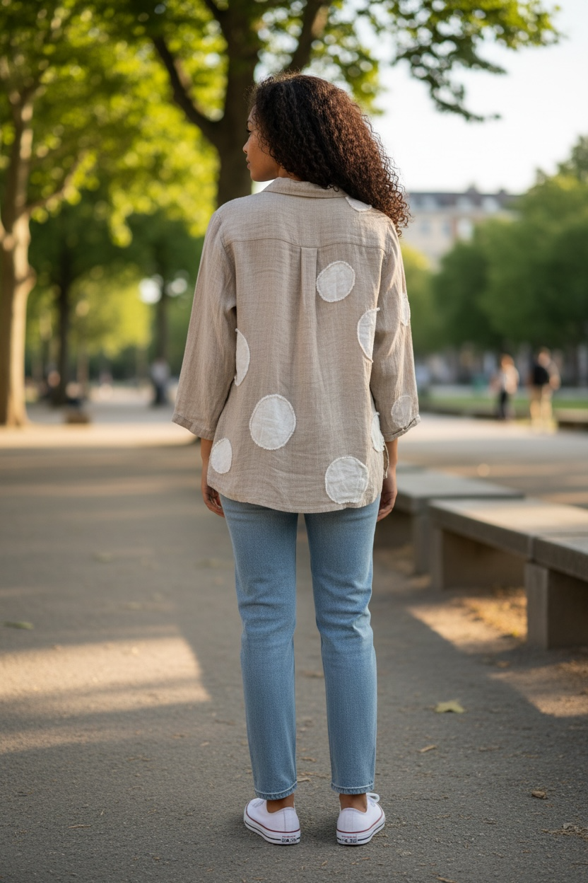 Linen Polka Dot Short Jacket